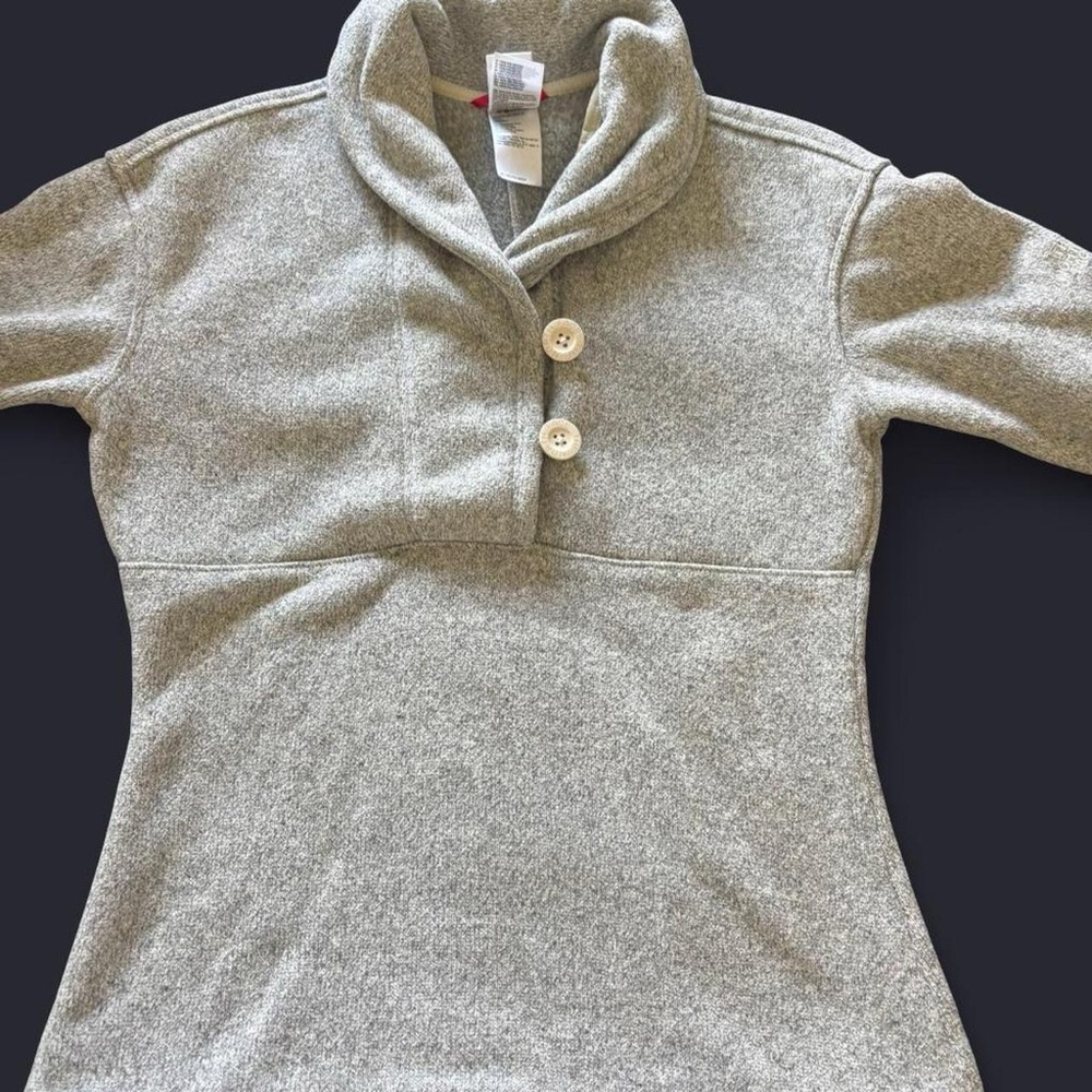 The North Face Gray Shawl-Collar Pullover with Button Placket